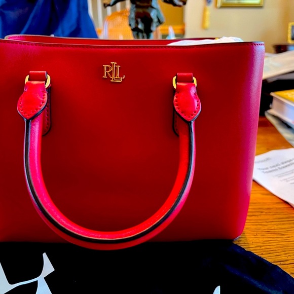 ❤️❤️ Valentine Red LaurenRalphLauren ClassicCrossbody&SatchelAll LeatherLuxurios - Picture 2 of 8